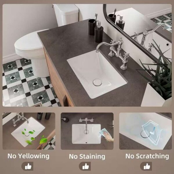 18 in. Rectangular Undermount Bathroom Sink, Compact Vanity Sink for Small Bathrooms with Overflow Hole in White Ceramic