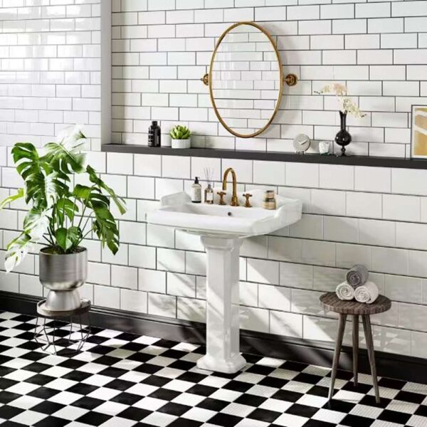 23 in. White Vitreous China Rectangular Pedestal Bathroom Sink With Overflow